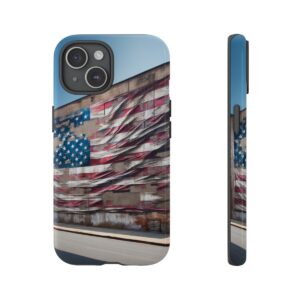 "Vintage USA Flag Mural on Warehouse Design Phone Case"- Phone Case
