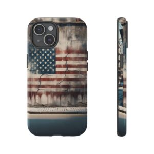 "Vintage USA Flag Graffiti on Urban Concrete Wall Phone Case"- Phone Case