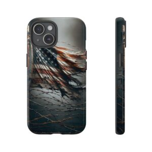 Distressed USA Flag & Barbed Wire: Weathered Phone Case Design- Phone Case