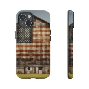 "Vintage Distressed USA Flag Mural Phone Case – Faded Warehouse Art"- Phone Case
