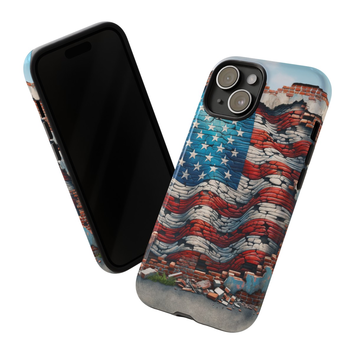 Resilient USA Flag on Cracked Brick Wall - Durable Phone Case- Phone Case - Image 2