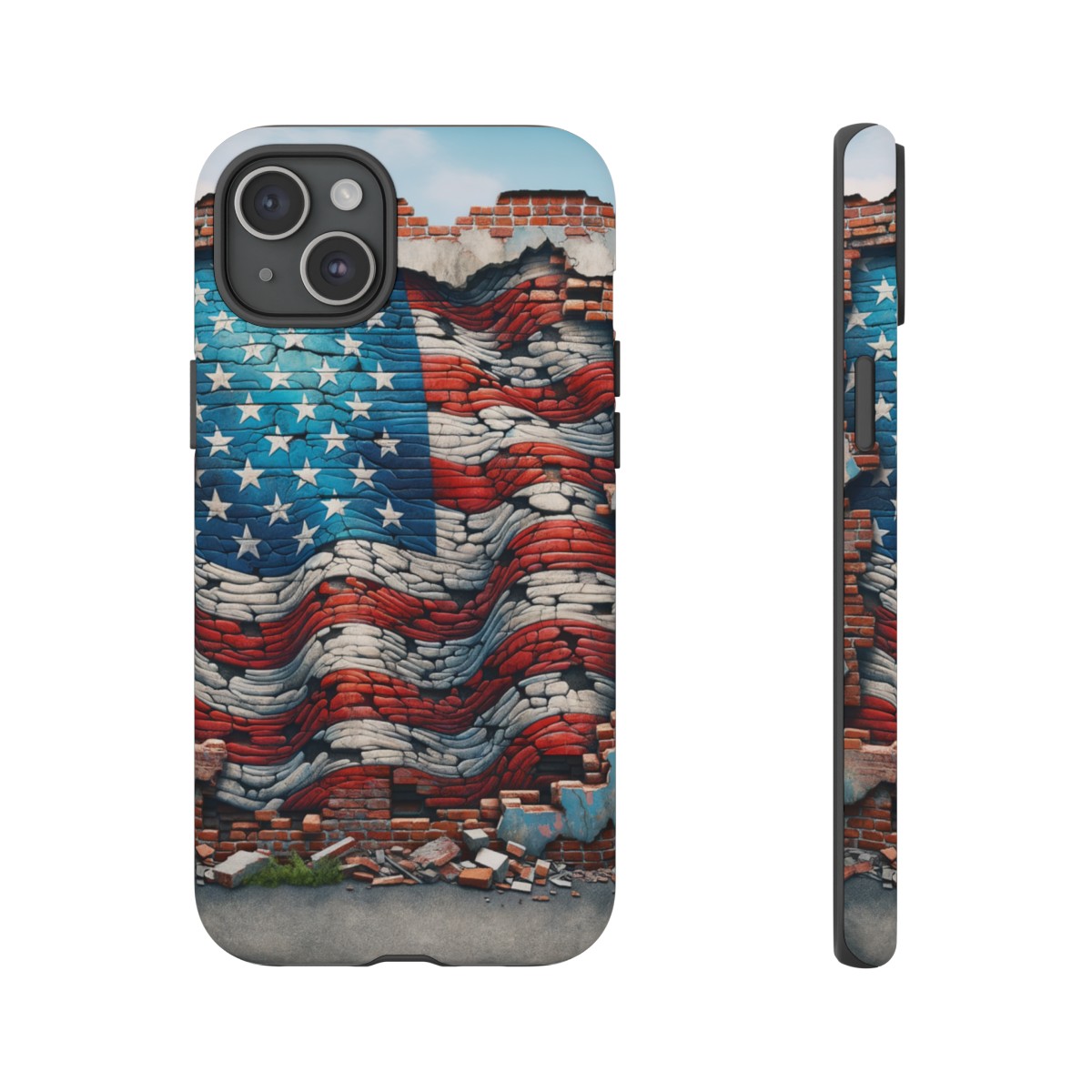 Resilient USA Flag on Cracked Brick Wall - Durable Phone Case- Phone Case - Image 168