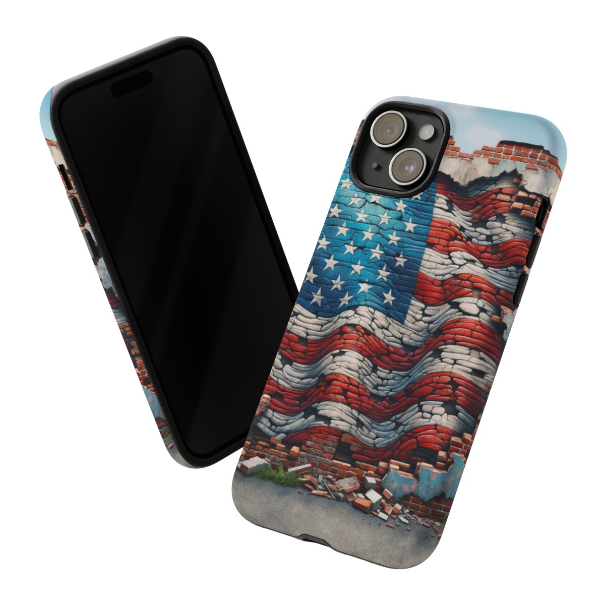 Resilient USA Flag on Cracked Brick Wall - Durable Phone Case- Phone Case - Image 169