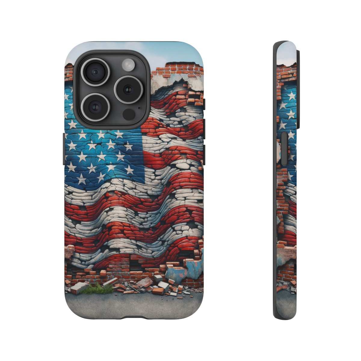 Resilient USA Flag on Cracked Brick Wall - Durable Phone Case- Phone Case - Image 174