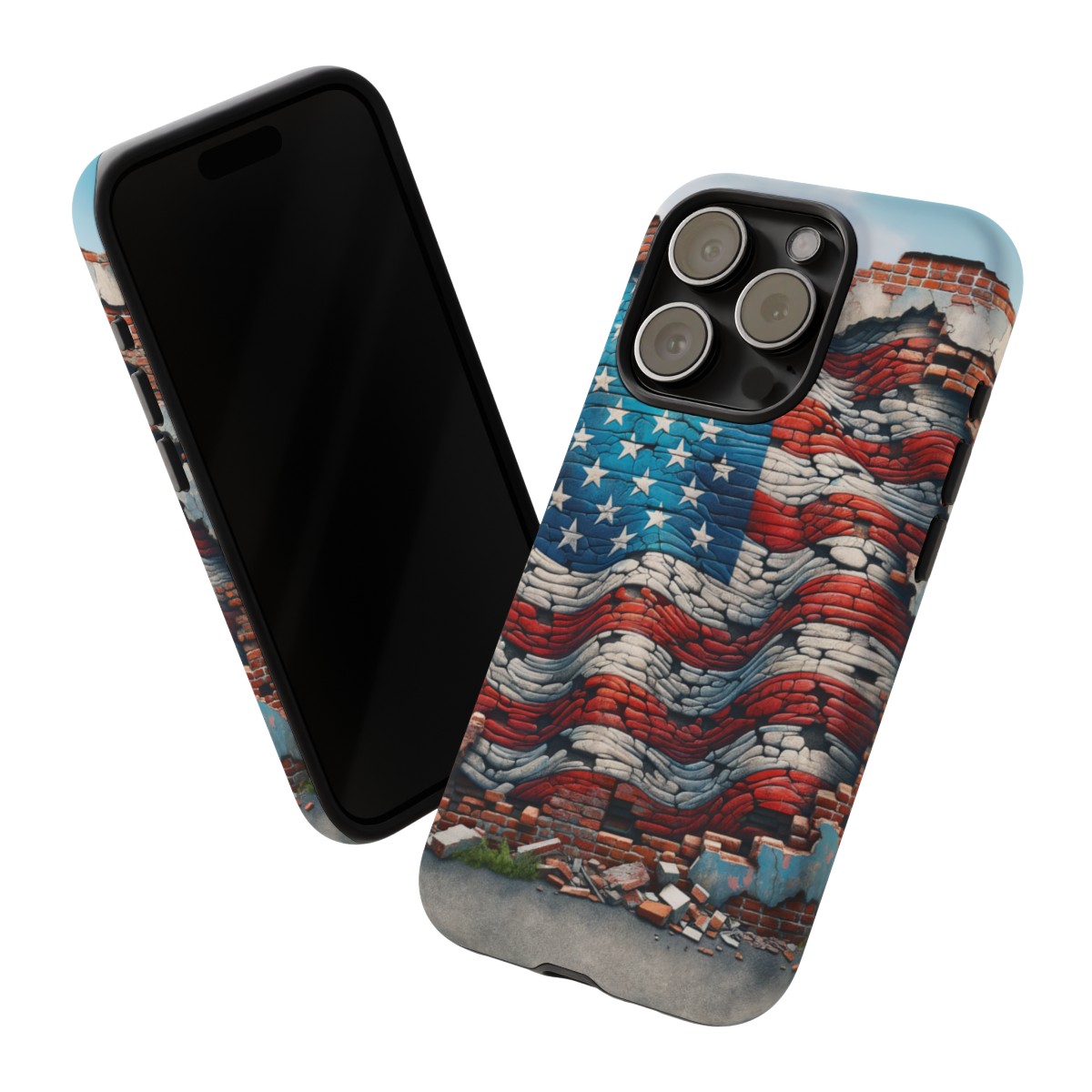 Resilient USA Flag on Cracked Brick Wall - Durable Phone Case- Phone Case - Image 175