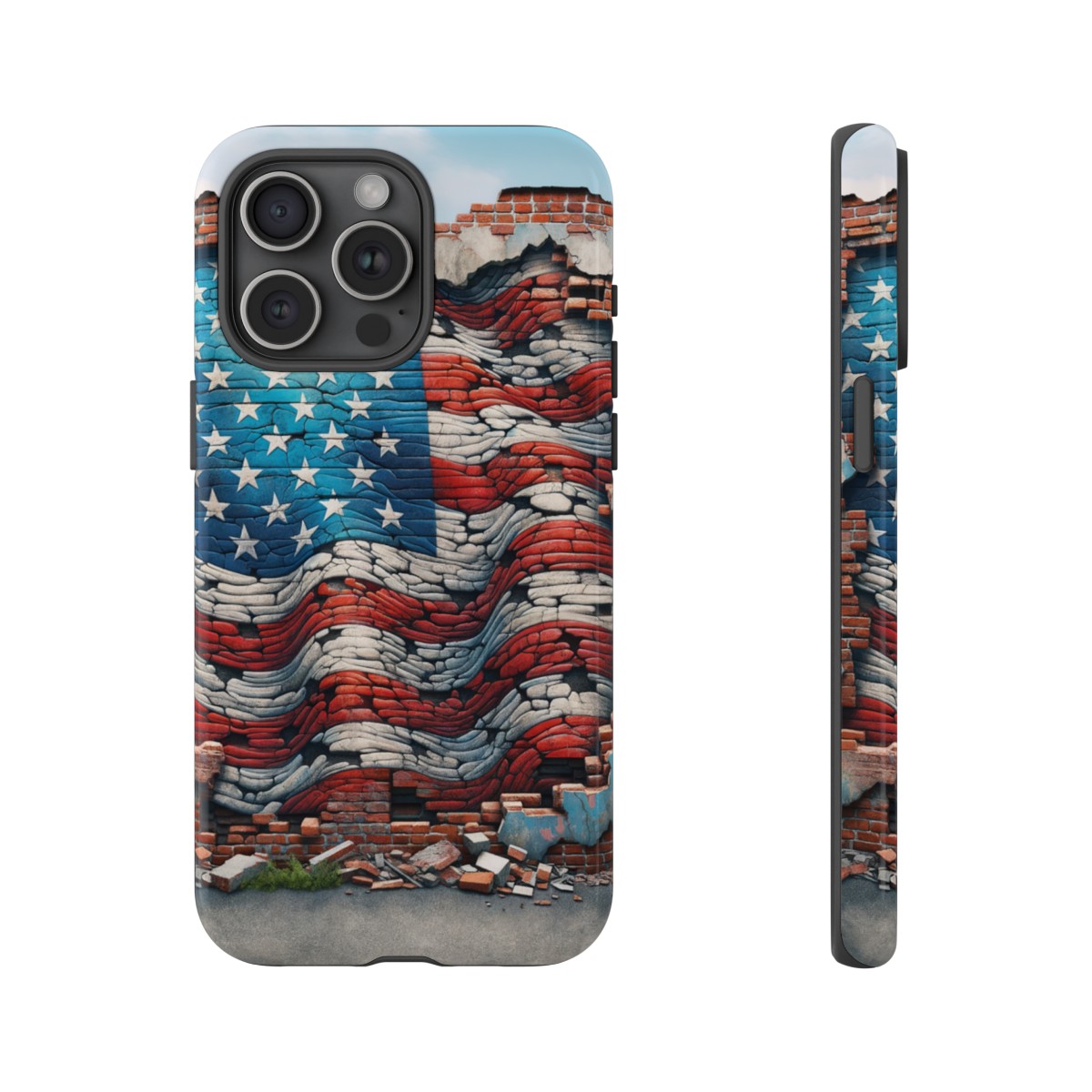 Resilient USA Flag on Cracked Brick Wall - Durable Phone Case- Phone Case - Image 177