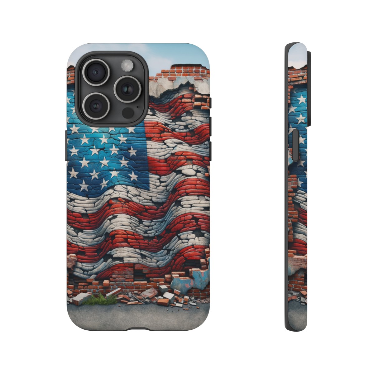 Resilient USA Flag on Cracked Brick Wall - Durable Phone Case- Phone Case - Image 180
