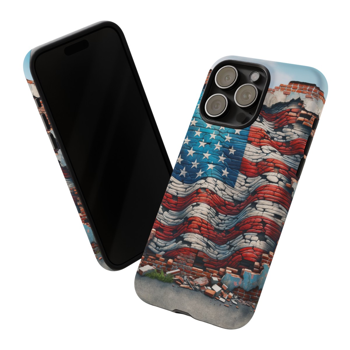 Resilient USA Flag on Cracked Brick Wall - Durable Phone Case- Phone Case - Image 181