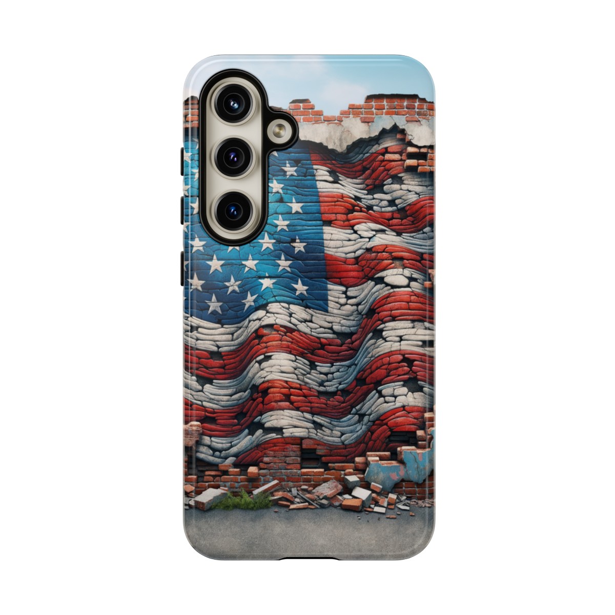 Resilient USA Flag on Cracked Brick Wall - Durable Phone Case- Phone Case - Image 183