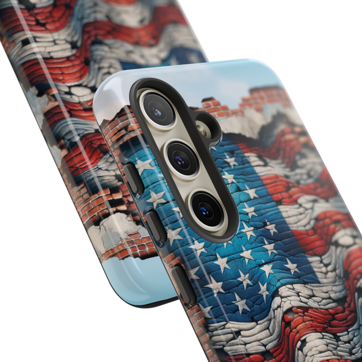 Resilient USA Flag on Cracked Brick Wall - Durable Phone Case- Phone Case - Image 184