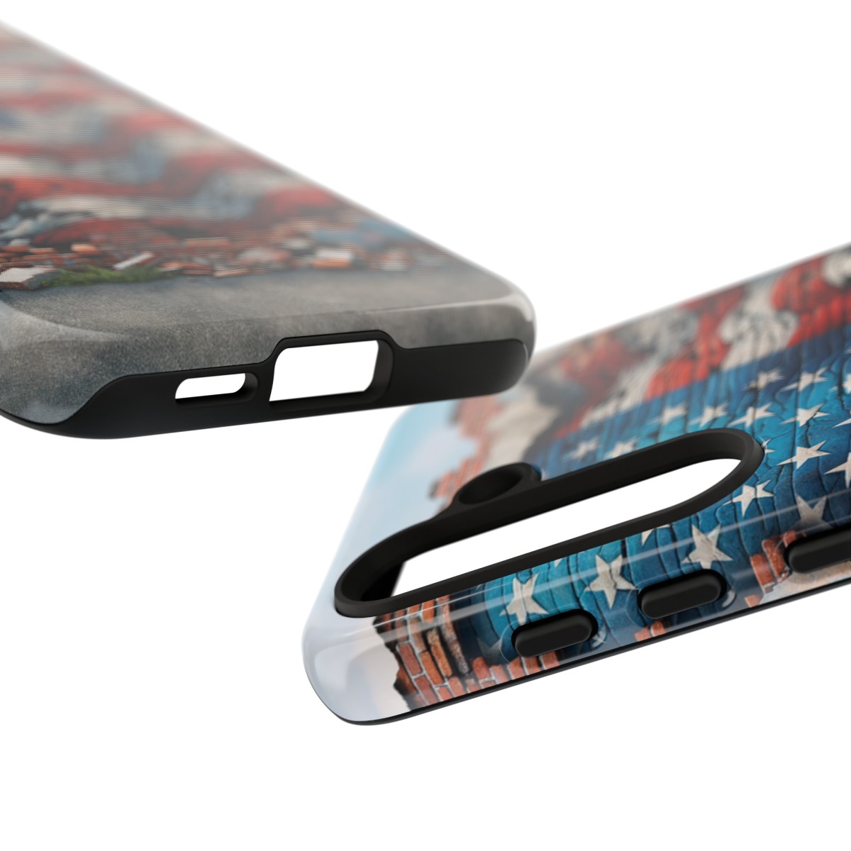 Resilient USA Flag on Cracked Brick Wall - Durable Phone Case- Phone Case - Image 185