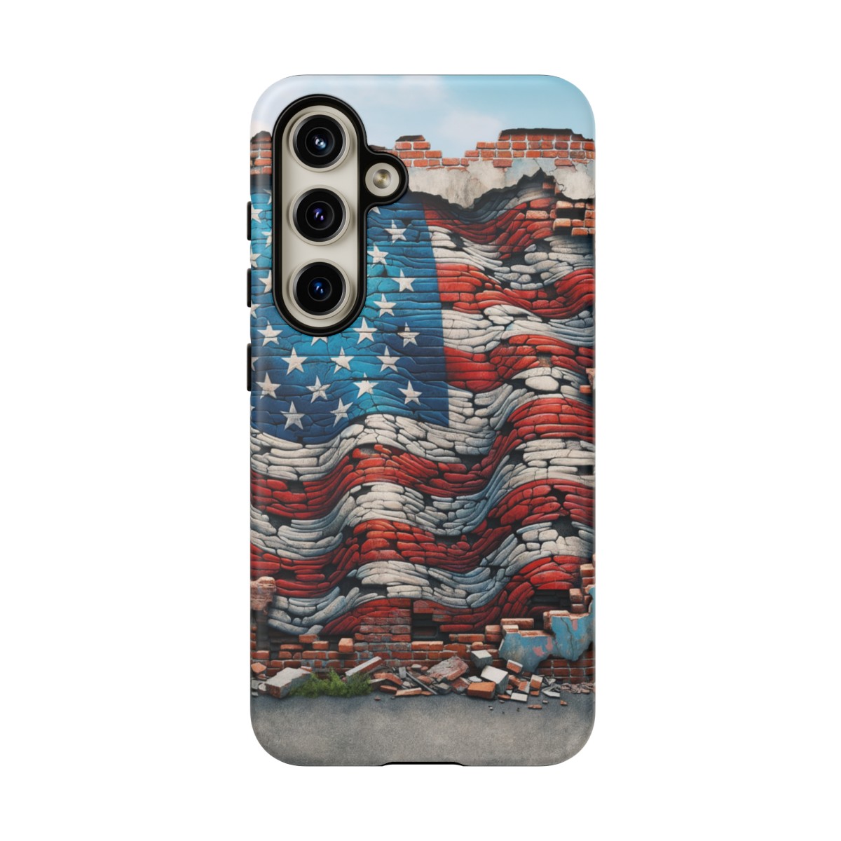 Resilient USA Flag on Cracked Brick Wall - Durable Phone Case- Phone Case - Image 188
