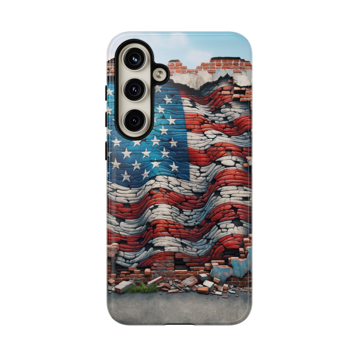 Resilient USA Flag on Cracked Brick Wall - Durable Phone Case- Phone Case - Image 193