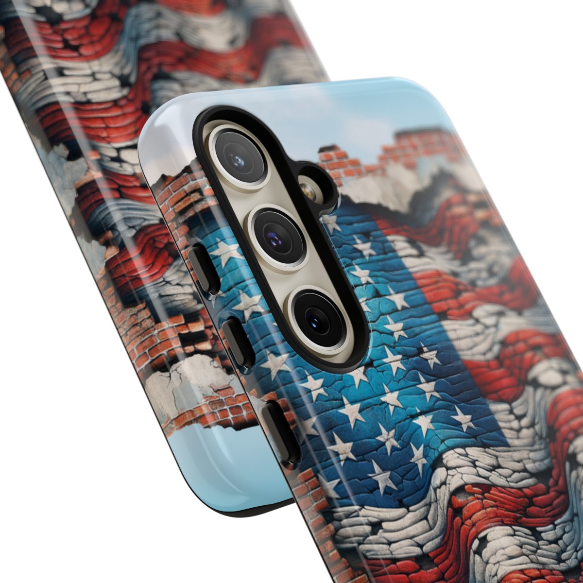 Resilient USA Flag on Cracked Brick Wall - Durable Phone Case- Phone Case - Image 194