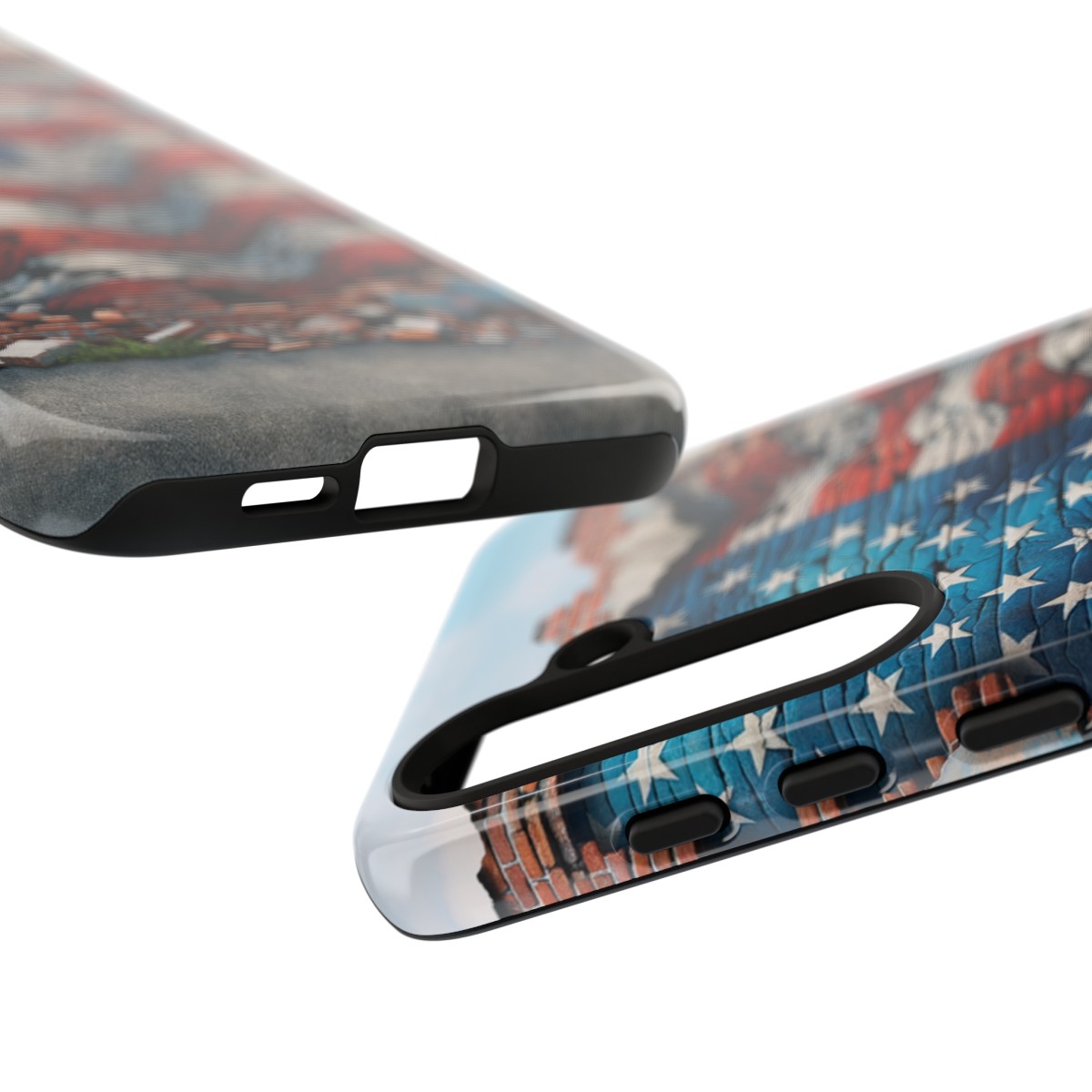 Resilient USA Flag on Cracked Brick Wall - Durable Phone Case- Phone Case - Image 195