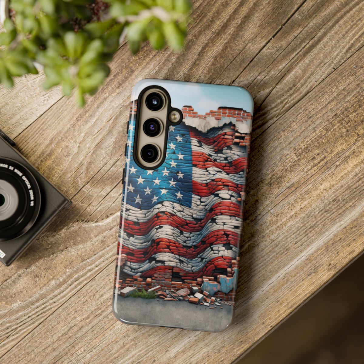 Resilient USA Flag on Cracked Brick Wall - Durable Phone Case- Phone Case - Image 197