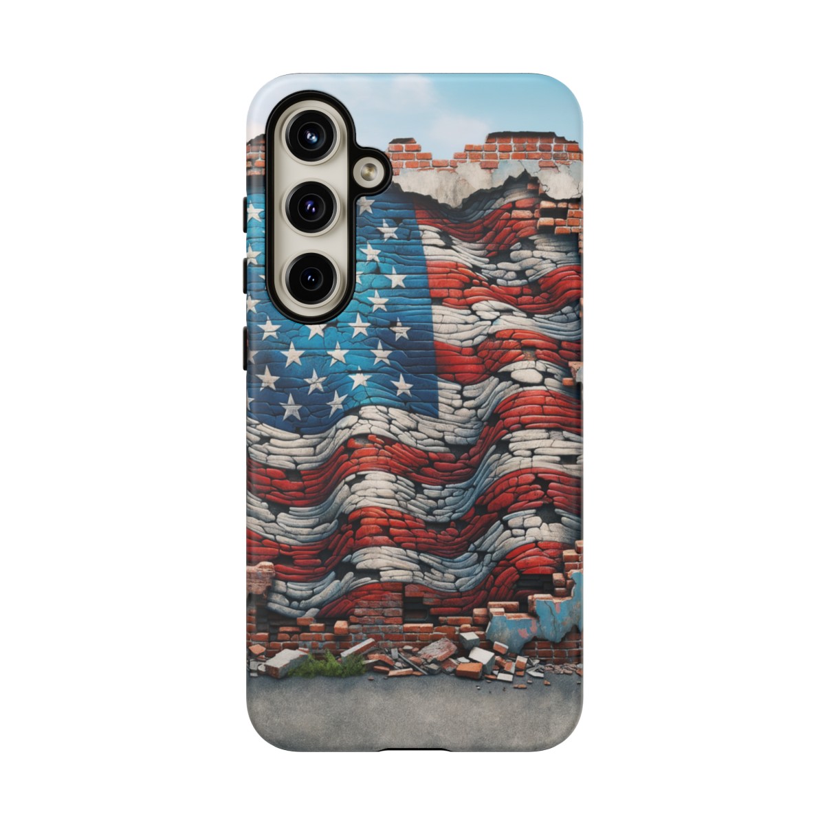 Resilient USA Flag on Cracked Brick Wall - Durable Phone Case- Phone Case - Image 198