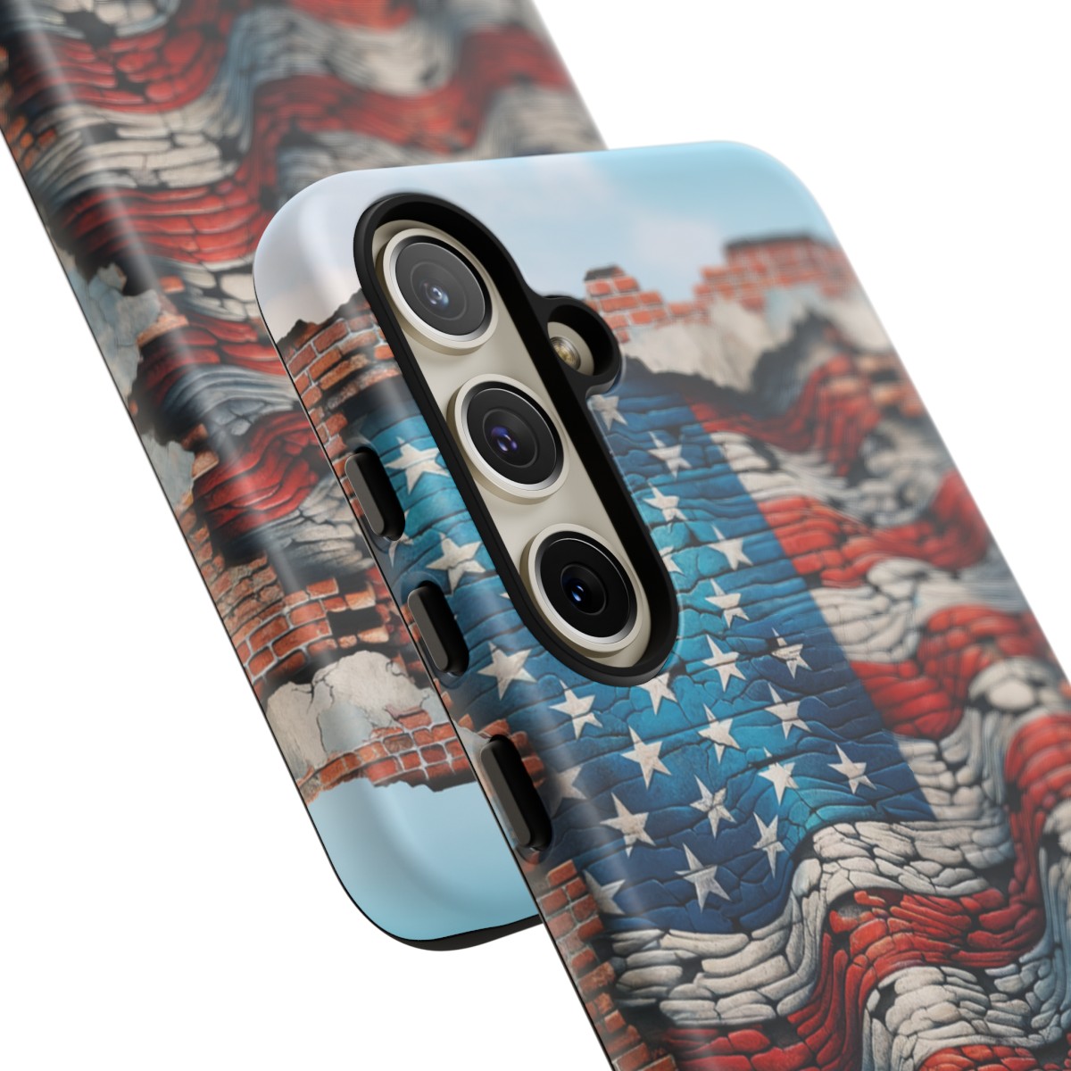 Resilient USA Flag on Cracked Brick Wall - Durable Phone Case- Phone Case - Image 199