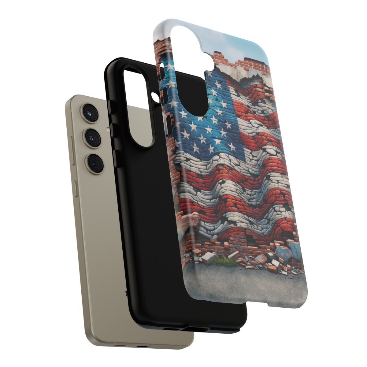 Resilient USA Flag on Cracked Brick Wall - Durable Phone Case- Phone Case - Image 201