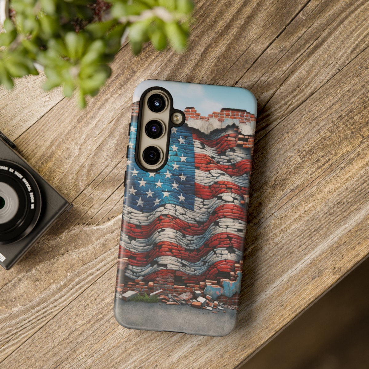Resilient USA Flag on Cracked Brick Wall - Durable Phone Case- Phone Case - Image 202