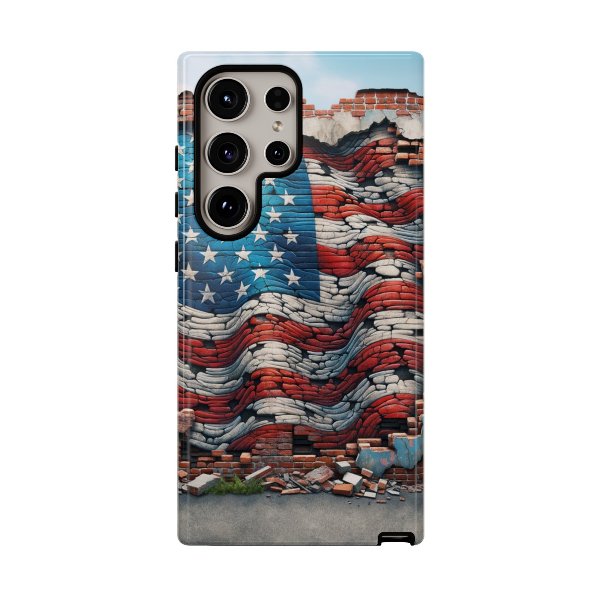 Resilient USA Flag on Cracked Brick Wall - Durable Phone Case- Phone Case - Image 203