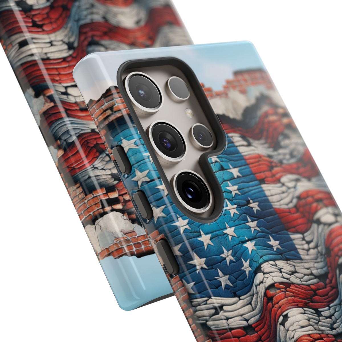 Resilient USA Flag on Cracked Brick Wall - Durable Phone Case- Phone Case - Image 204