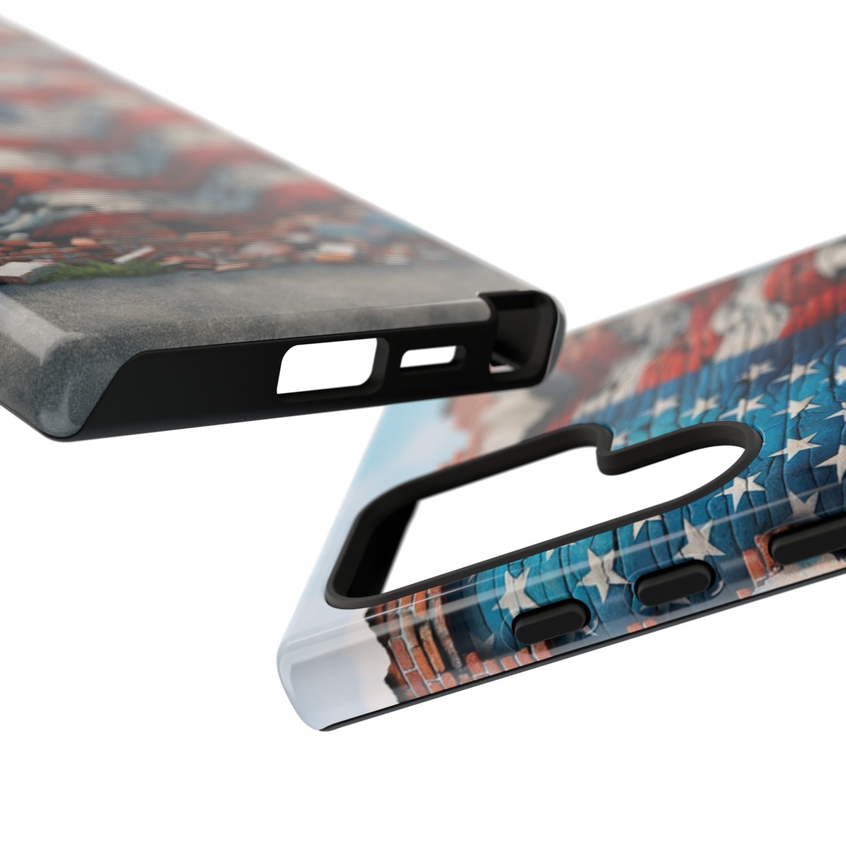 Resilient USA Flag on Cracked Brick Wall - Durable Phone Case- Phone Case - Image 205