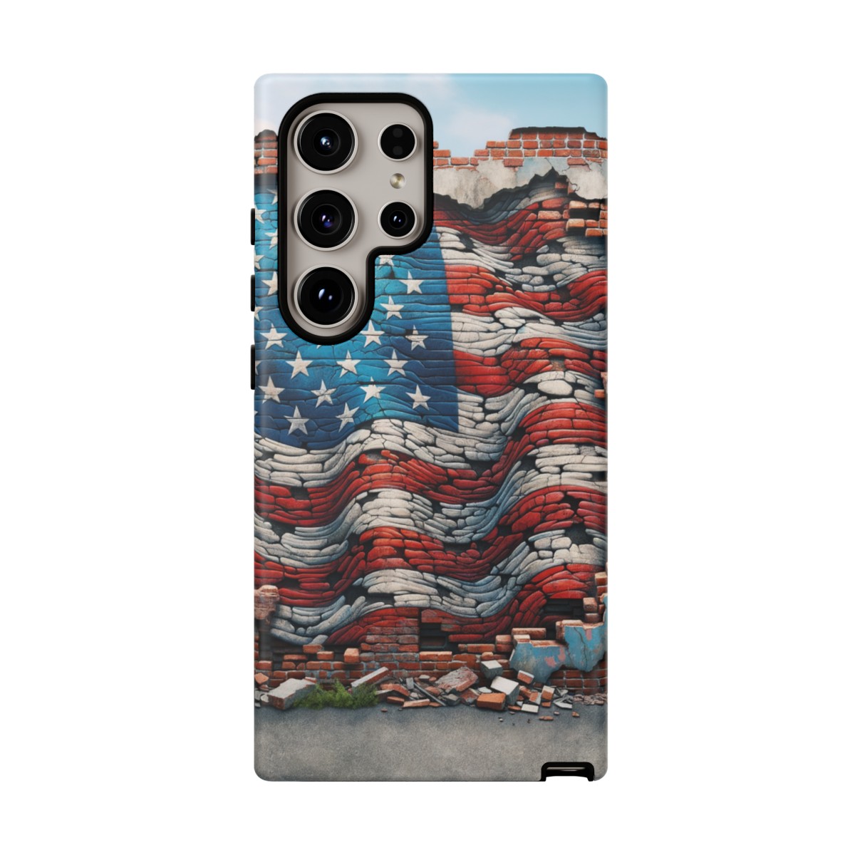 Resilient USA Flag on Cracked Brick Wall - Durable Phone Case- Phone Case - Image 208