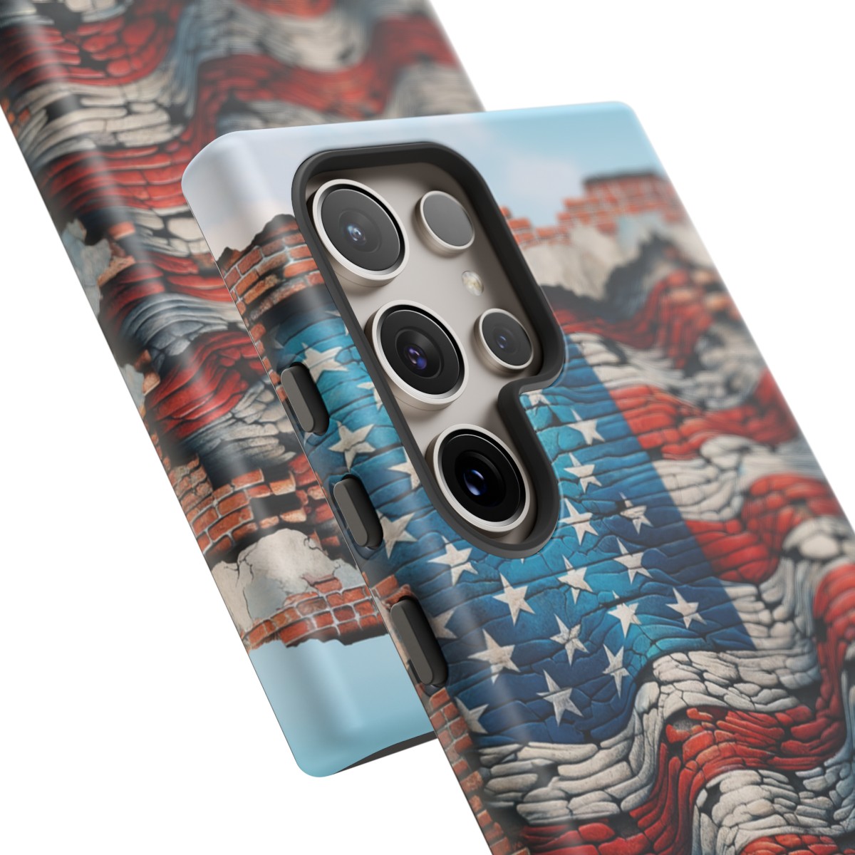 Resilient USA Flag on Cracked Brick Wall - Durable Phone Case- Phone Case - Image 209