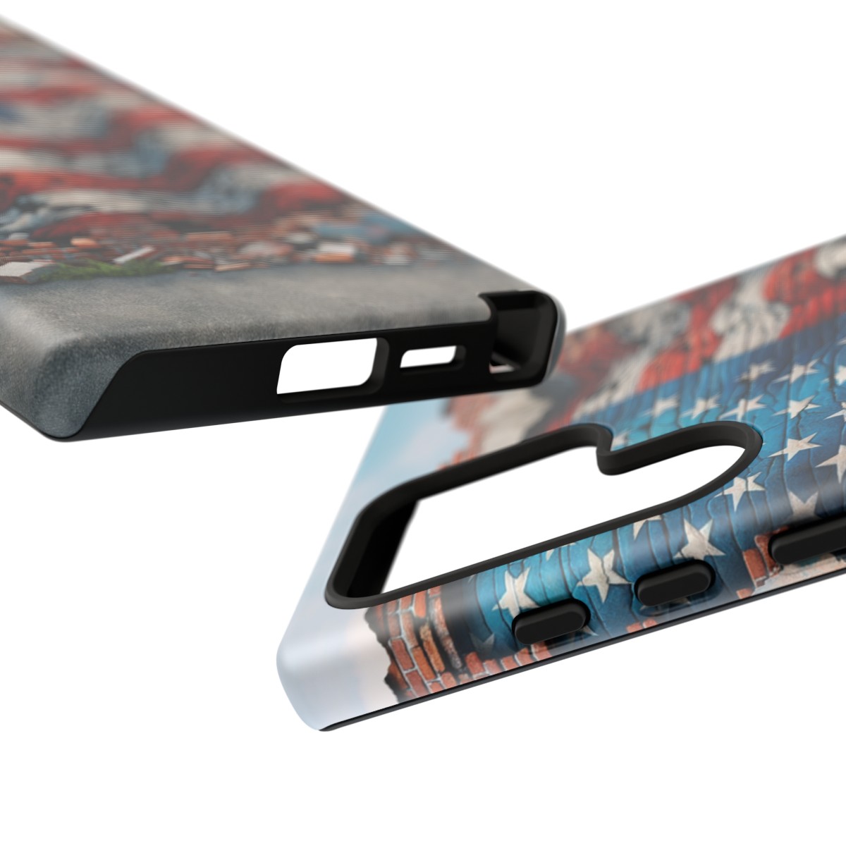 Resilient USA Flag on Cracked Brick Wall - Durable Phone Case- Phone Case - Image 210