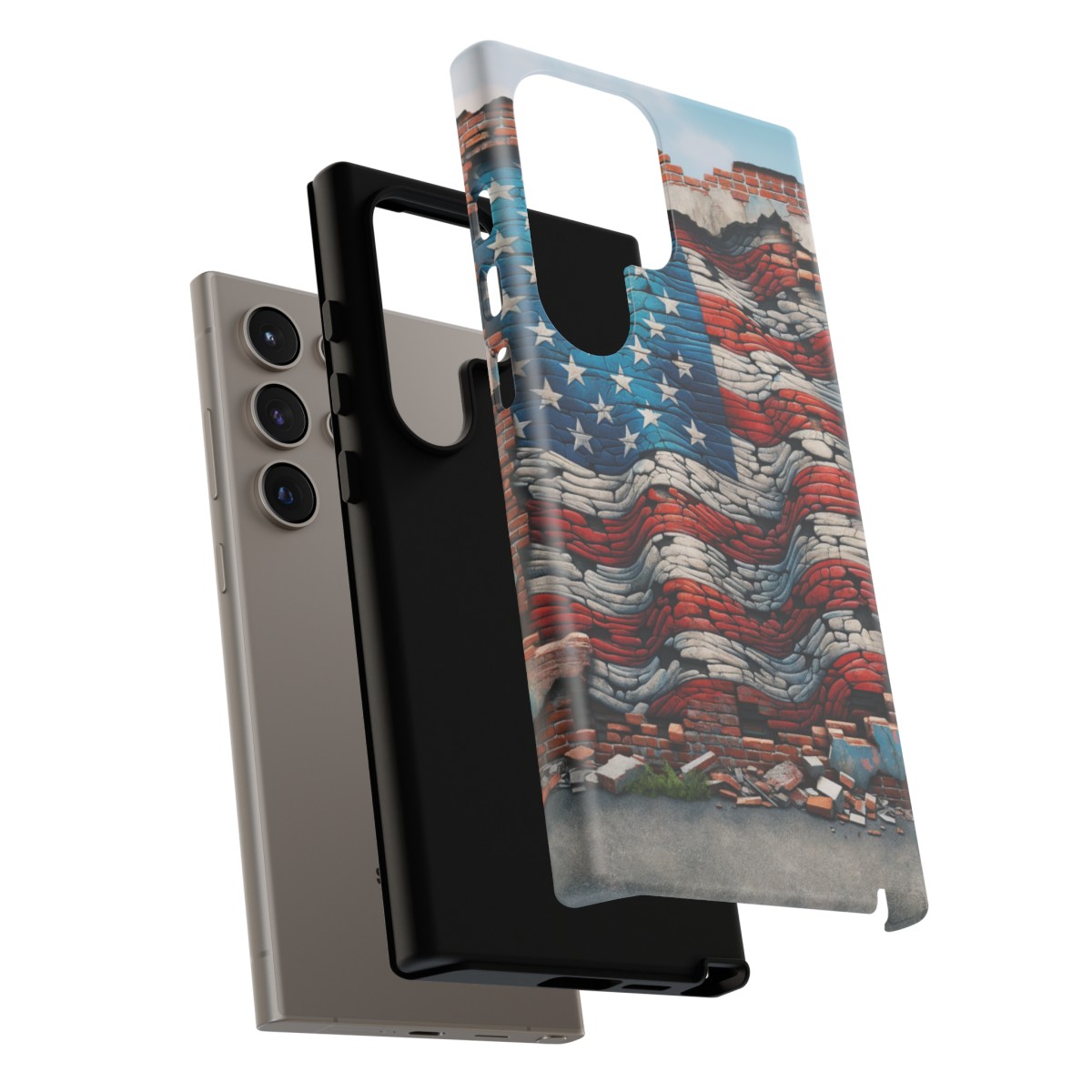 Resilient USA Flag on Cracked Brick Wall - Durable Phone Case- Phone Case - Image 211