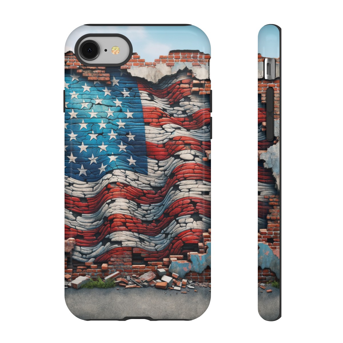 Resilient USA Flag on Cracked Brick Wall - Durable Phone Case- Phone Case - Image 4