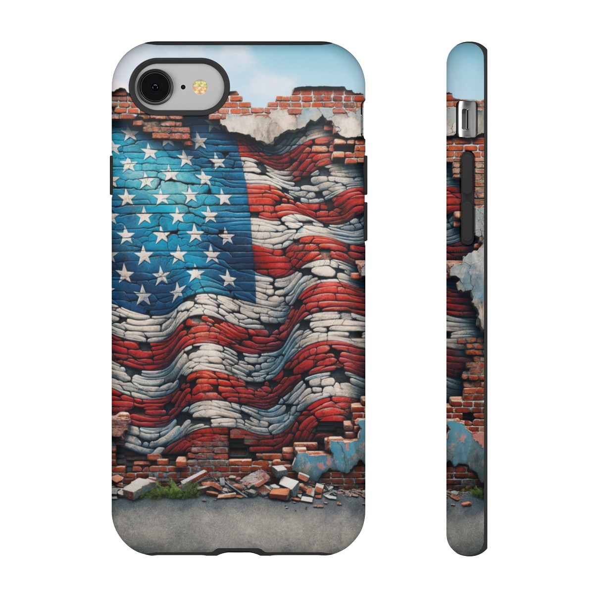Resilient USA Flag on Cracked Brick Wall - Durable Phone Case- Phone Case - Image 5