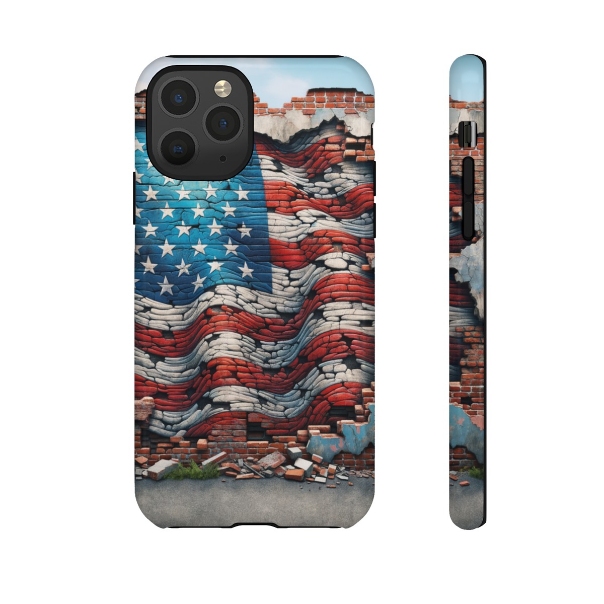 Resilient USA Flag on Cracked Brick Wall - Durable Phone Case- Phone Case - Image 24