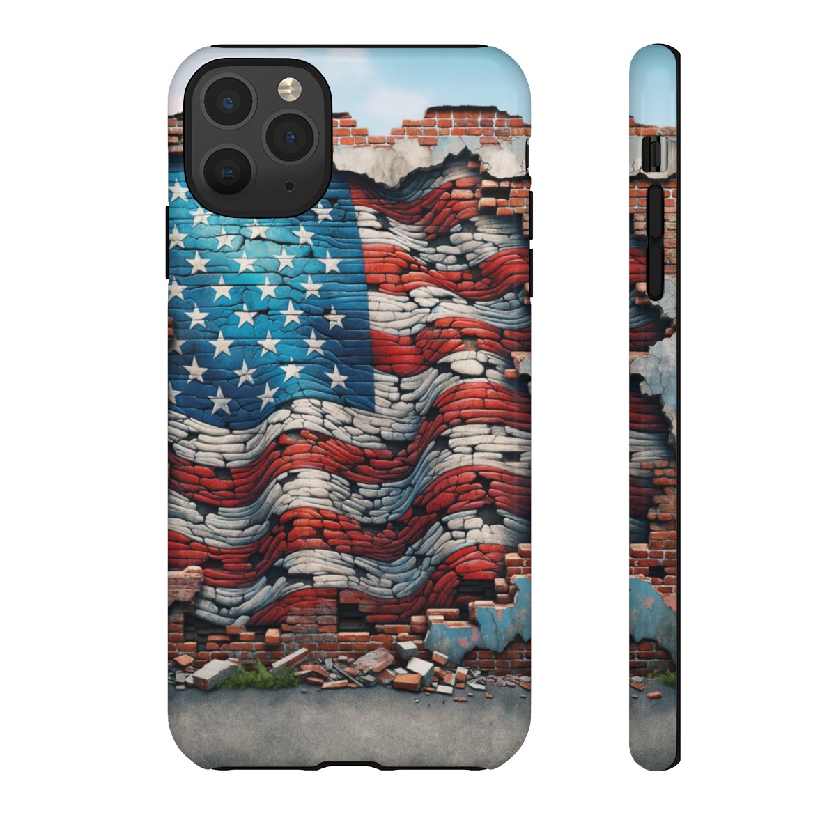 Resilient USA Flag on Cracked Brick Wall - Durable Phone Case- Phone Case - Image 26