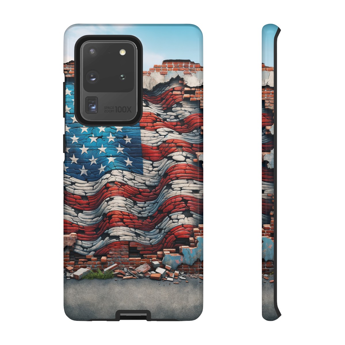 Resilient USA Flag on Cracked Brick Wall - Durable Phone Case- Phone Case - Image 30