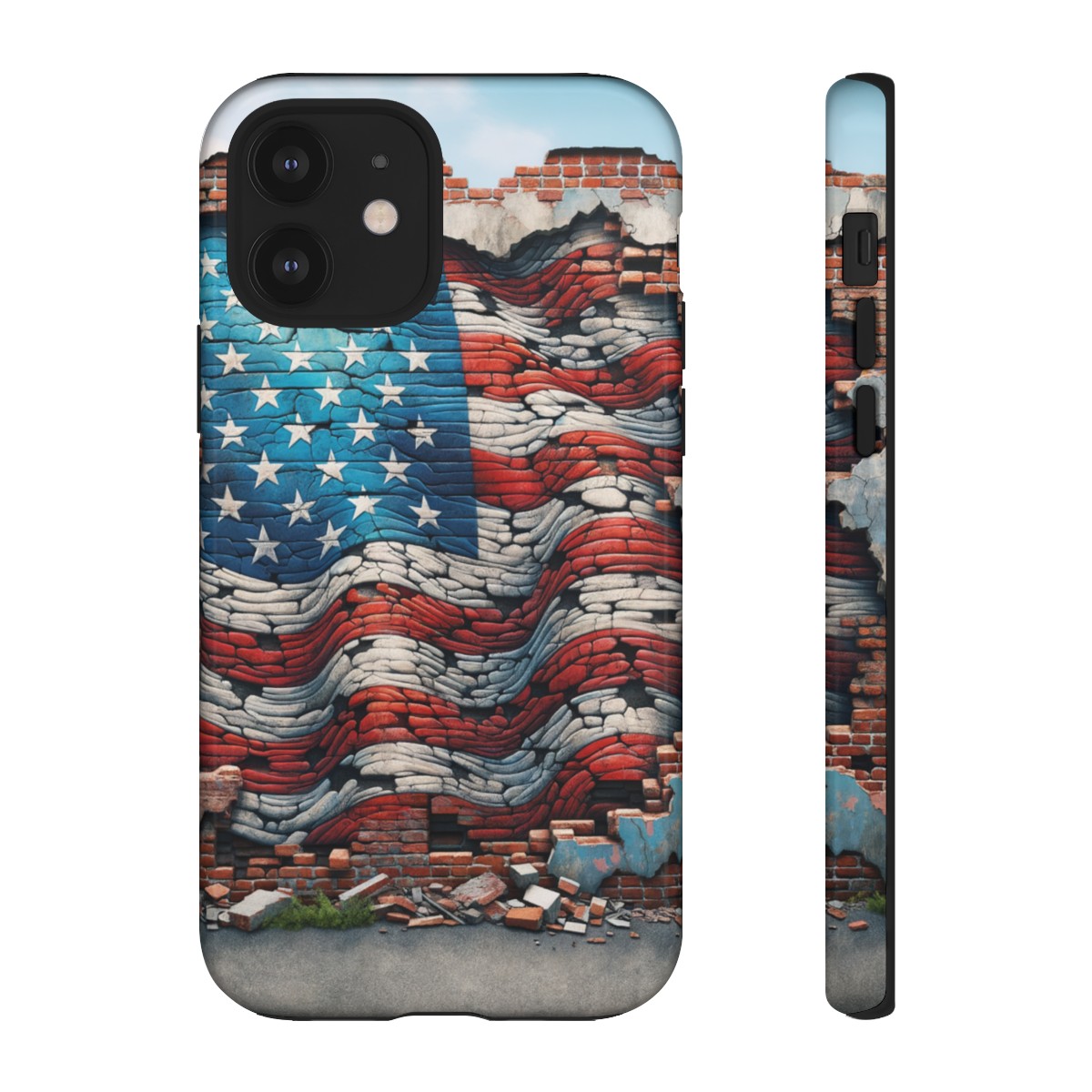 Resilient USA Flag on Cracked Brick Wall - Durable Phone Case- Phone Case - Image 36