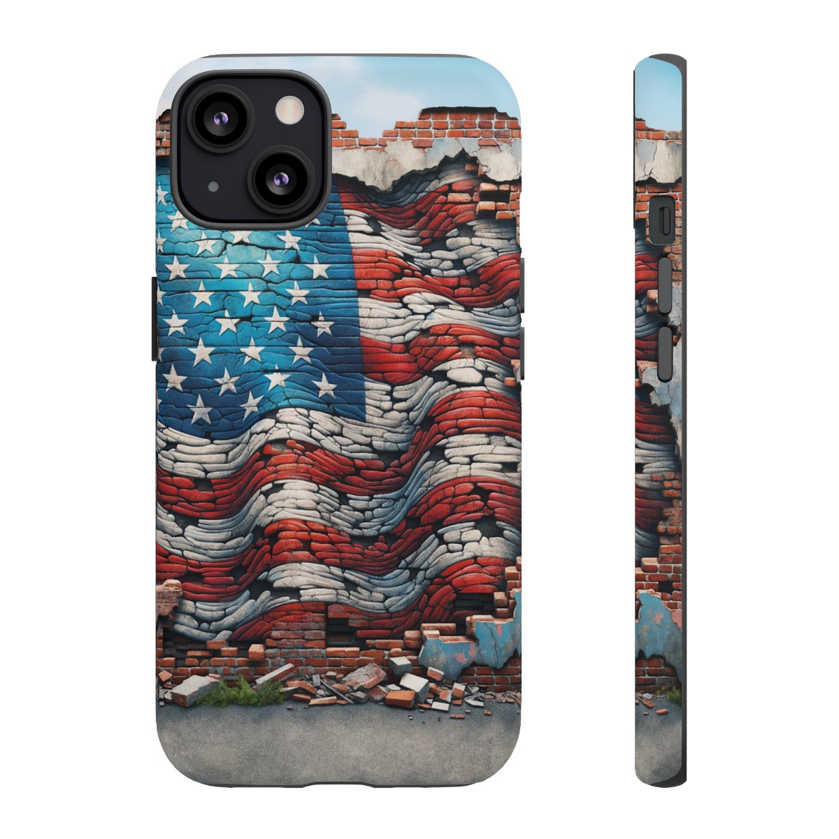Resilient USA Flag on Cracked Brick Wall - Durable Phone Case- Phone Case - Image 44