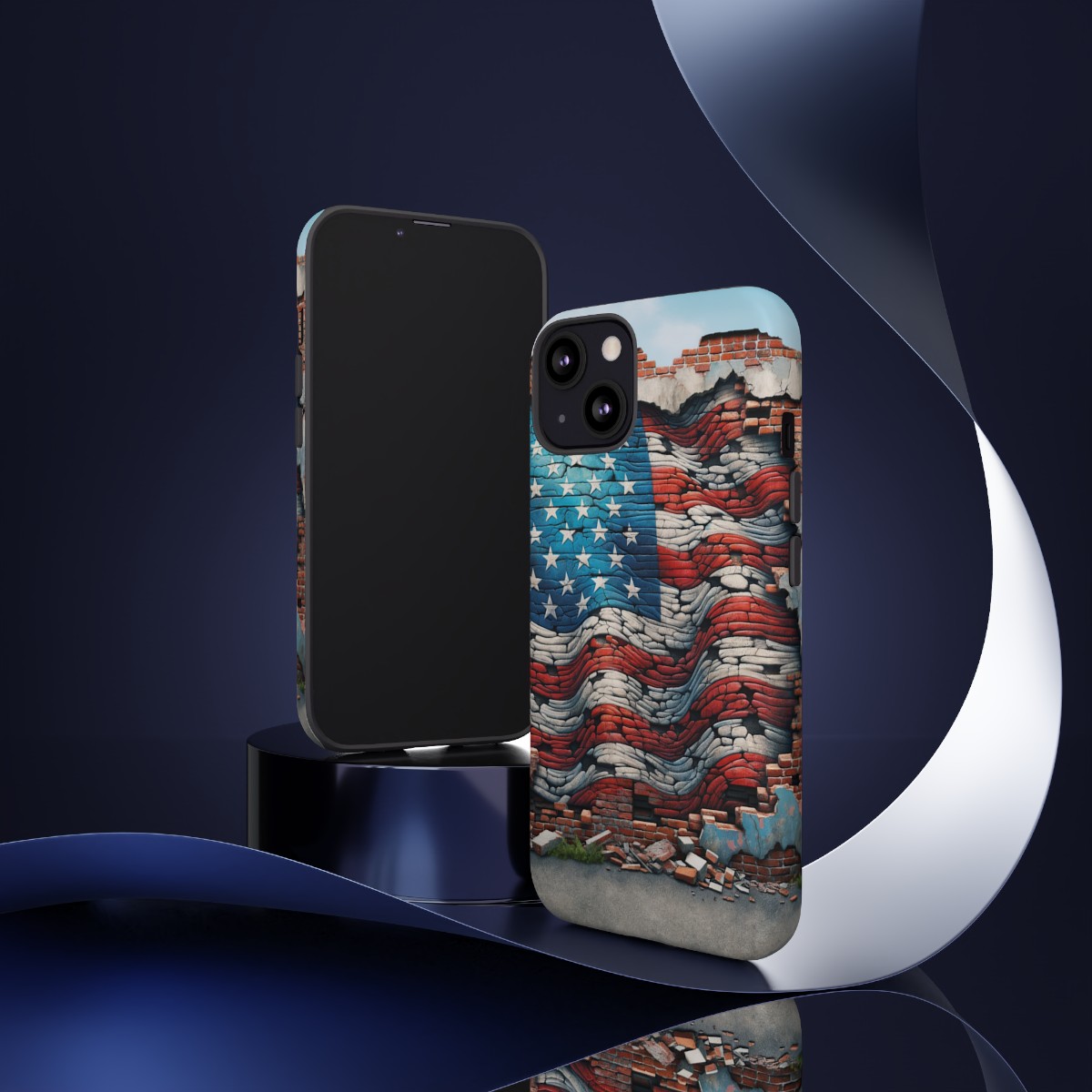 Resilient USA Flag on Cracked Brick Wall - Durable Phone Case- Phone Case - Image 45