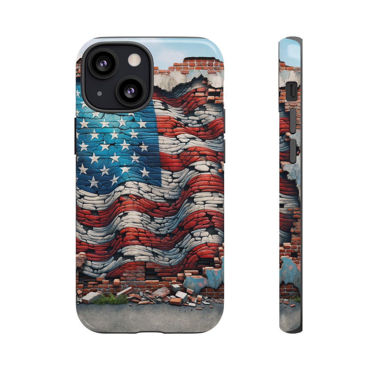 Resilient USA Flag on Cracked Brick Wall - Durable Phone Case- Phone Case - Image 46