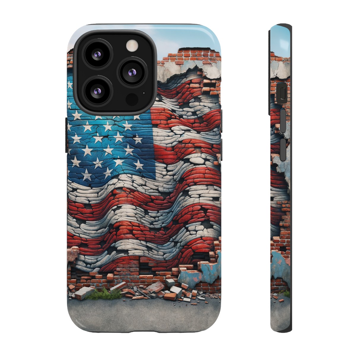 Resilient USA Flag on Cracked Brick Wall - Durable Phone Case- Phone Case - Image 50