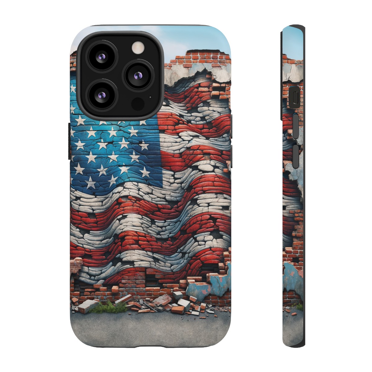 Resilient USA Flag on Cracked Brick Wall - Durable Phone Case- Phone Case - Image 52
