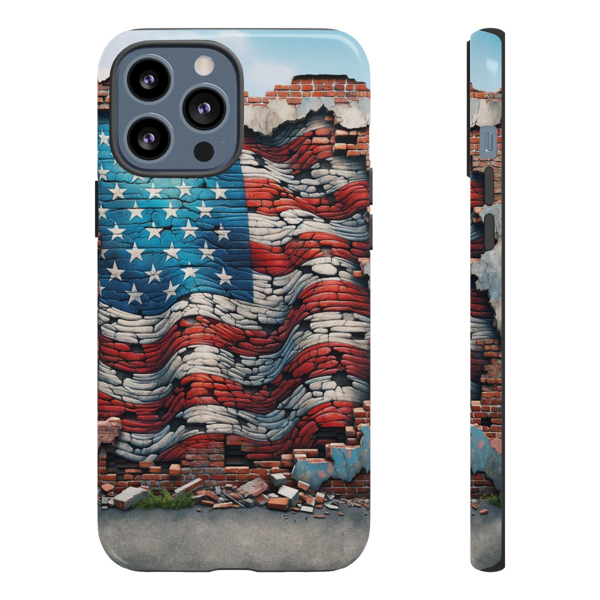 Resilient USA Flag on Cracked Brick Wall - Durable Phone Case- Phone Case - Image 54