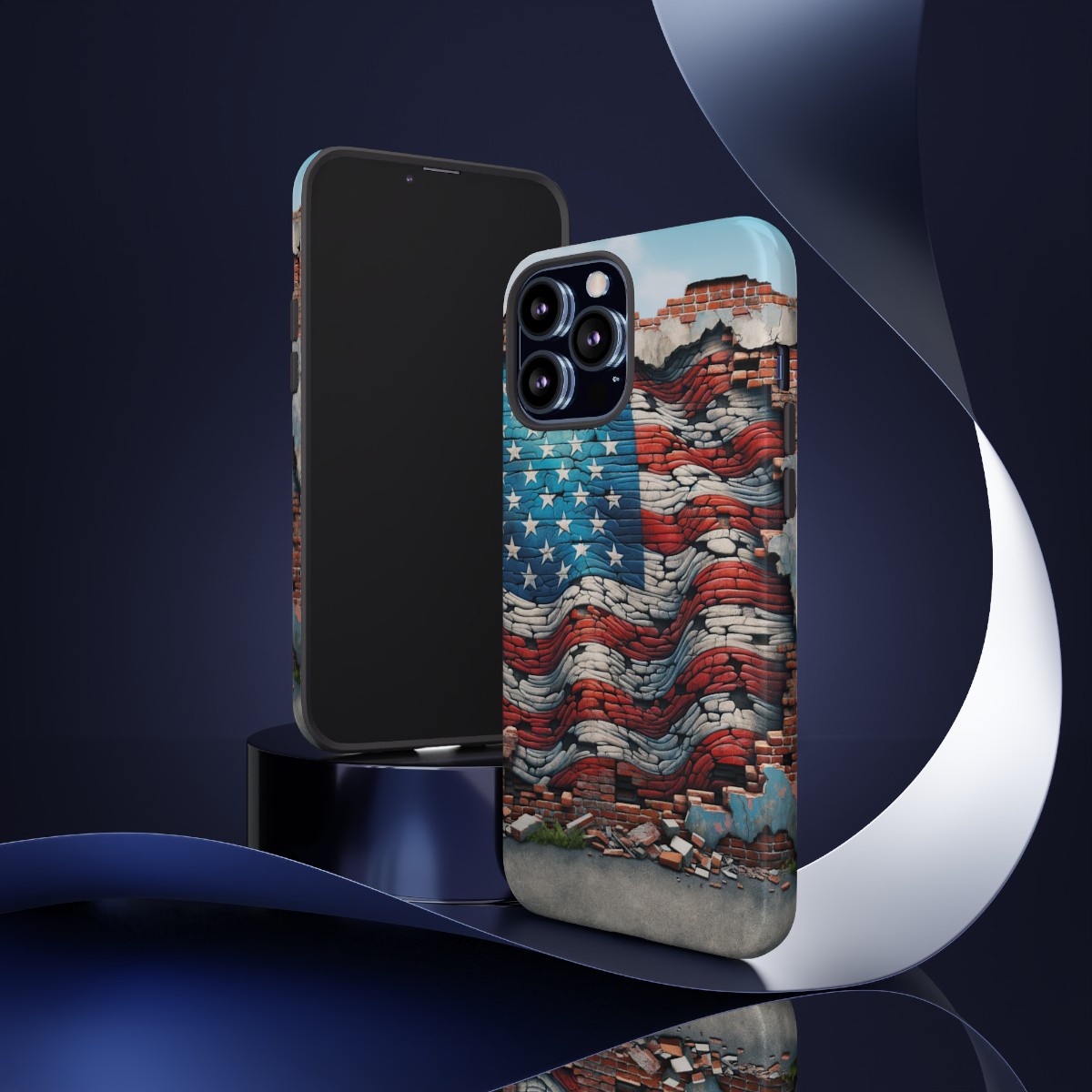Resilient USA Flag on Cracked Brick Wall - Durable Phone Case- Phone Case - Image 55