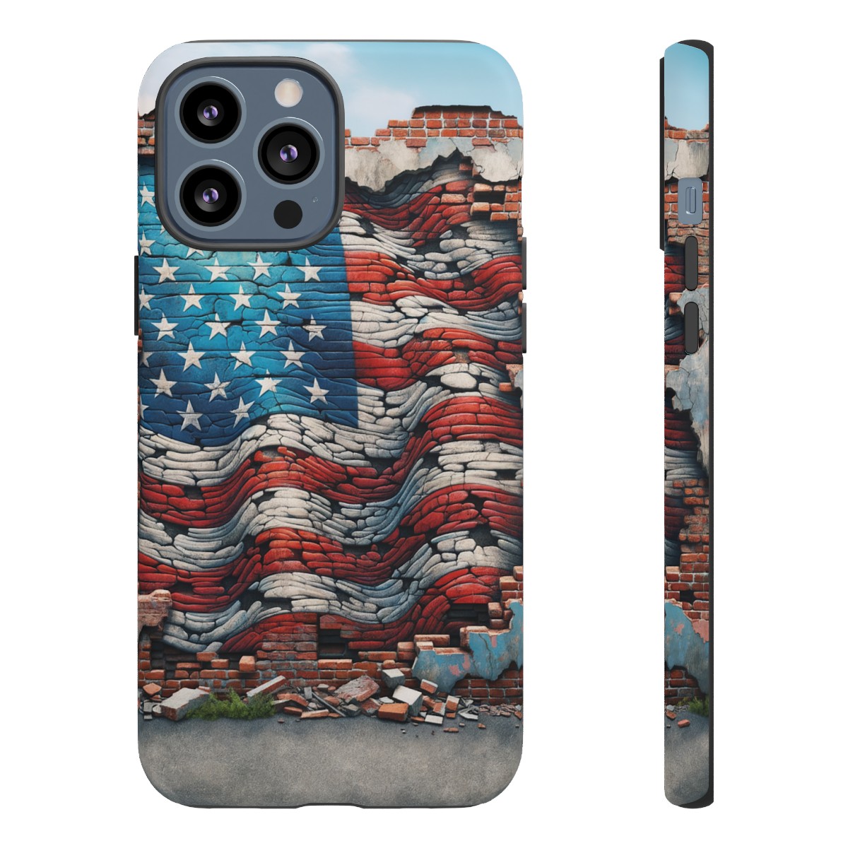 Resilient USA Flag on Cracked Brick Wall - Durable Phone Case- Phone Case - Image 56