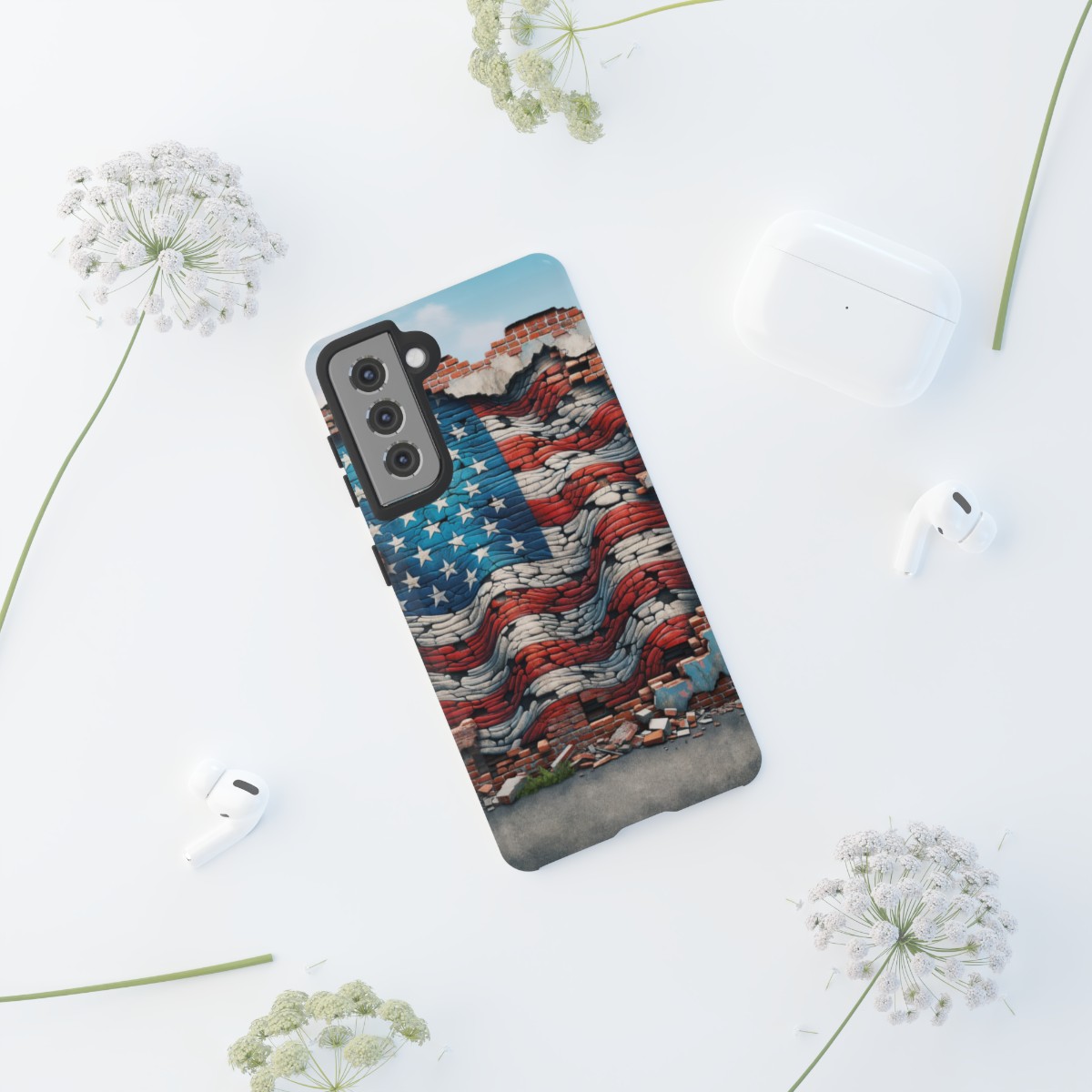 Resilient USA Flag on Cracked Brick Wall - Durable Phone Case- Phone Case - Image 59