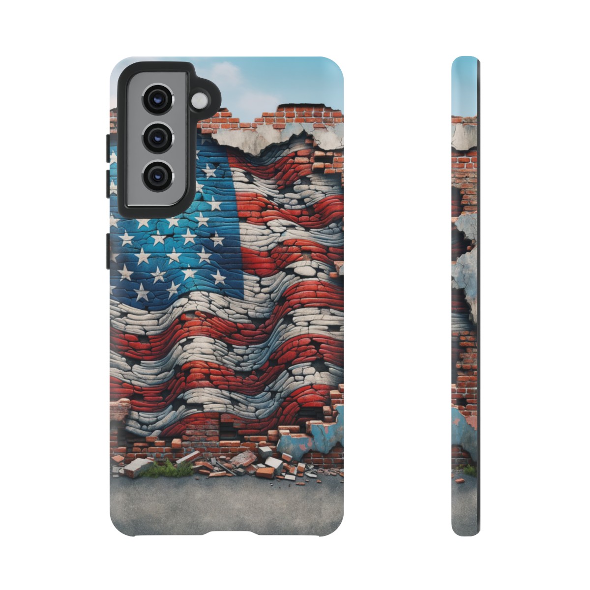 Resilient USA Flag on Cracked Brick Wall - Durable Phone Case- Phone Case - Image 60