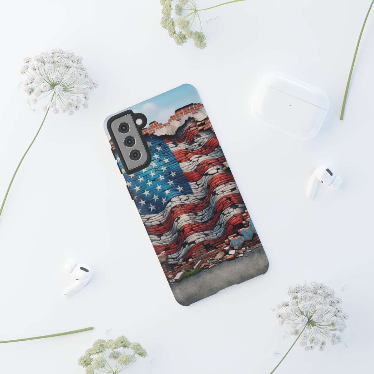 Resilient USA Flag on Cracked Brick Wall - Durable Phone Case- Phone Case - Image 65