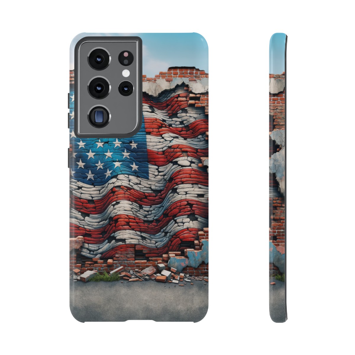 Resilient USA Flag on Cracked Brick Wall - Durable Phone Case- Phone Case - Image 66