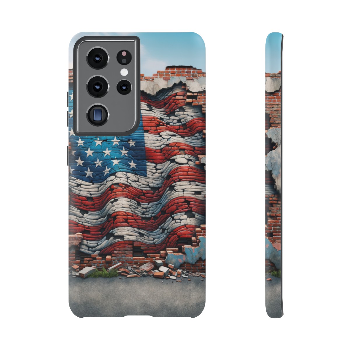 Resilient USA Flag on Cracked Brick Wall - Durable Phone Case- Phone Case - Image 68